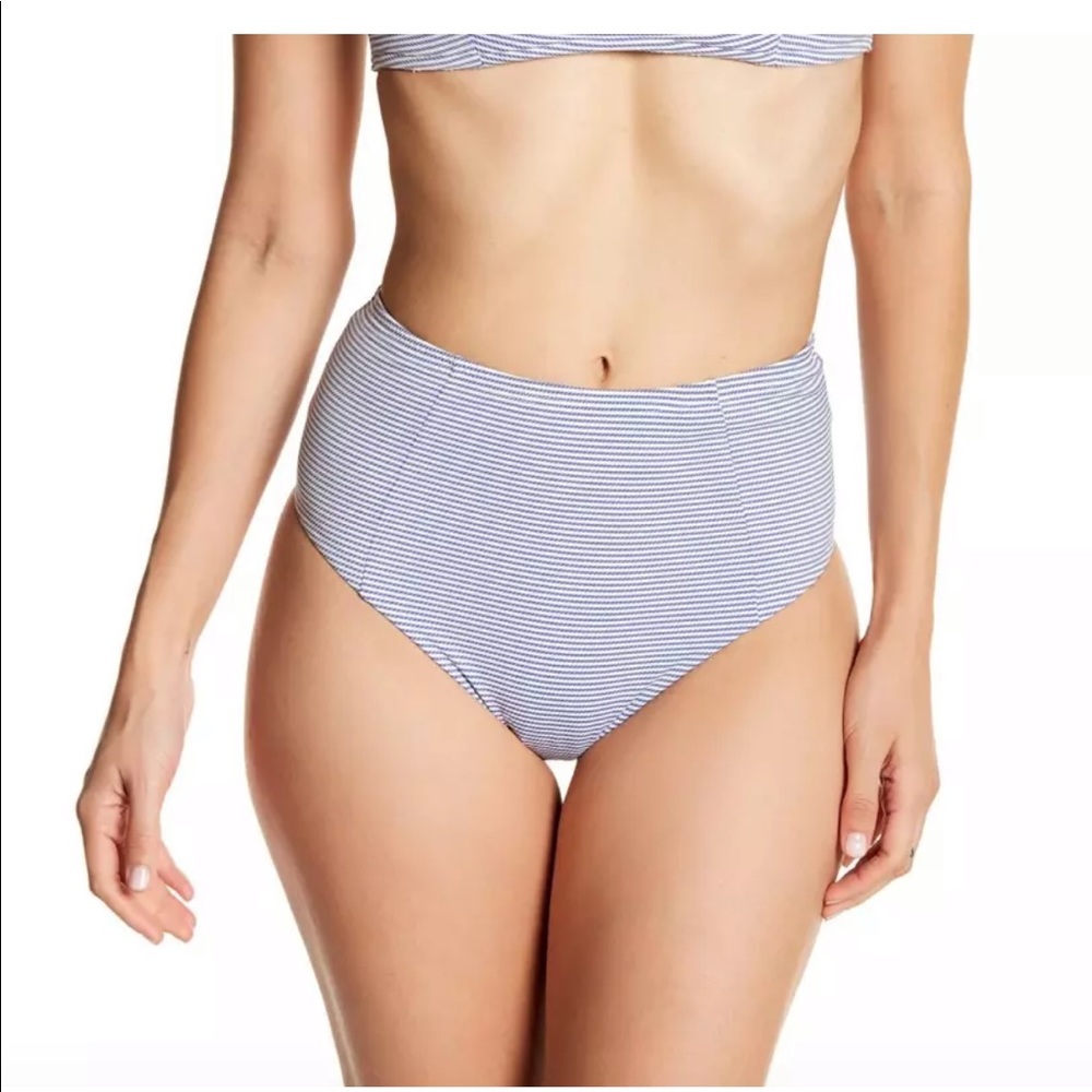 NWT $95 Onia Leah Textured Stripe Cobalt/White Bikini Bottom [‎ SZ Small ] #1462